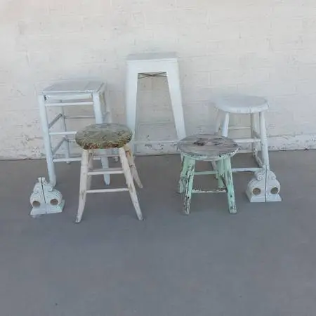 Assorted White Bar Stools / Plant Stands - $10 each or $35 for ALL