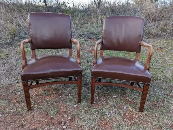 Vintage Gunlocke Leather Arm Chair with Nailhead Trim