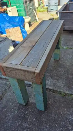 All redwood very sturdy plant stand from salvage