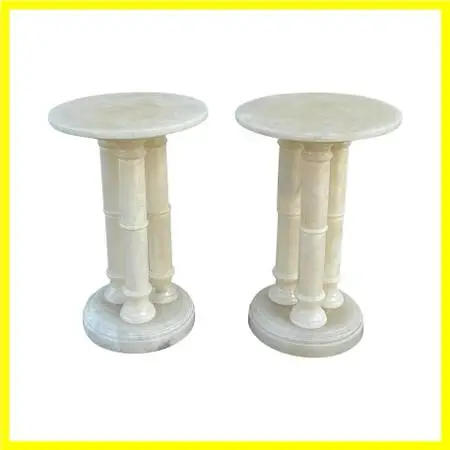 Neoclassical Alabaster Pedestals, Pair