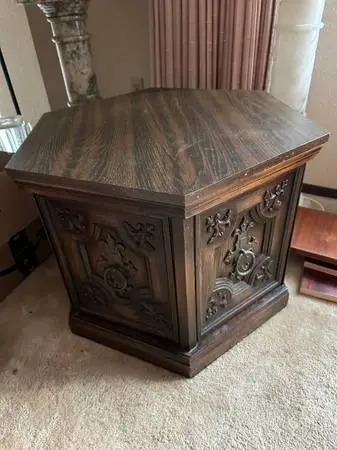 End Hexagon Table and Cabinet
