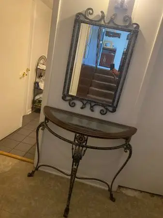 Hall table with mirror