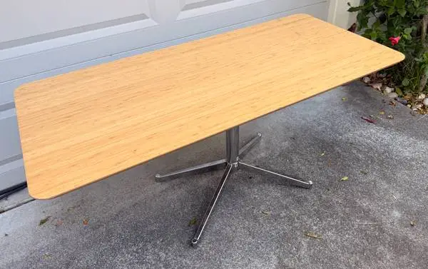 Work Table or Desk, Bamboo Top--Chrome Base
