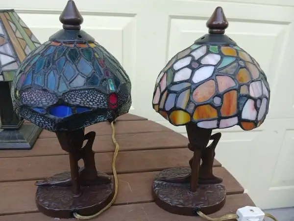 STAINED GLASS TABLE LAMPS and CANDLE LIGHT- individually priced