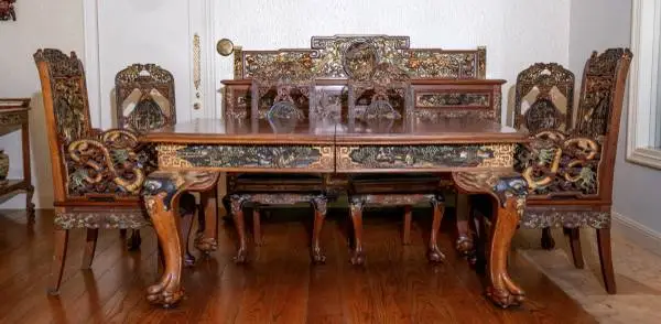 Chinese Carved Rosewood Dining Set 13 Piece Circa 1910 MUST SEE!