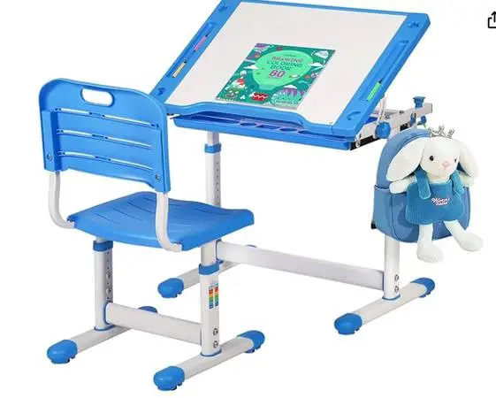 Adjustable Kids Study Desk with Storage – Blue – Excellent Condition