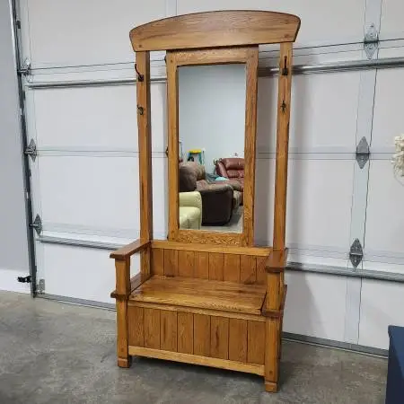 Solid Wood Rustic Style Hall Tree