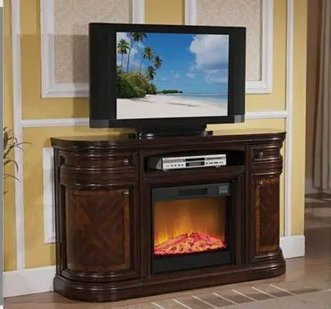 Solid Wood Entertainment Center with Fireplace