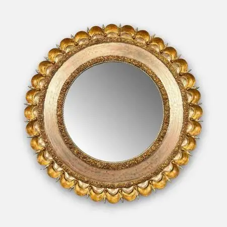 Gold Gilded Shell Mirror With Bevel