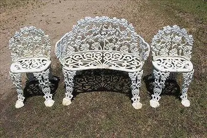 1950s Patio Table, Bench, Chairs & one Planter....
