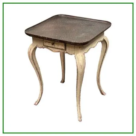 Swedish Faux Porphyry Top Side Table + Drawer, Vintage