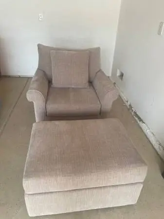 Fabric chair and ottoman