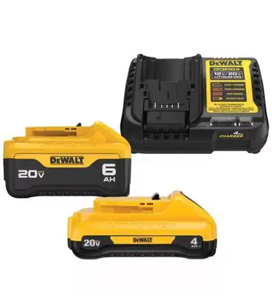 DEWALT 20V MAX Lithium-lon Battery Kit with 6.0Ah and 4.0Ah Battery and Charger