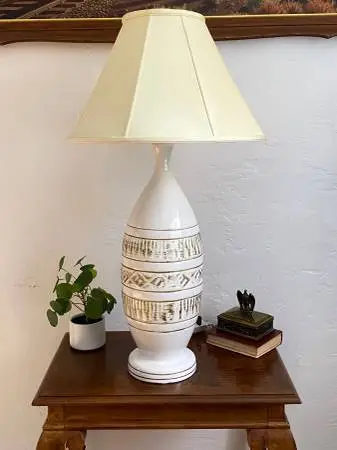 MCM Tall Off-White Ceramic Table Lamp