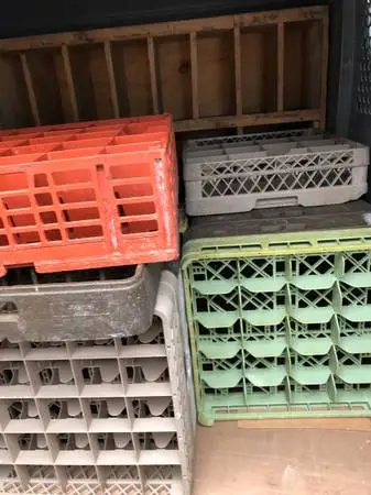 Automatic dishwasher dish and glass racks different colors and sizes