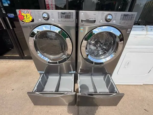 Used Gray Tall Storage LG Washer and Dryer