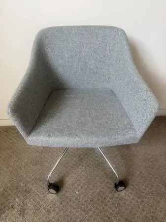(10) Fully Upholstered Arm Chairs With Chrome Base In Grey Fabric