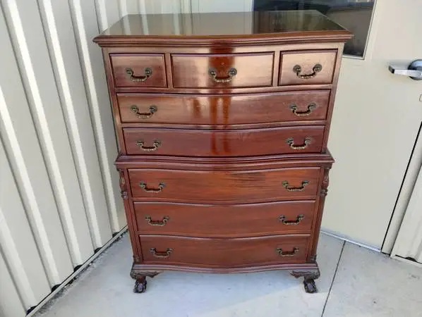 Vintage 1940s Genuine Mahogany Tall Chest - Made in NC!