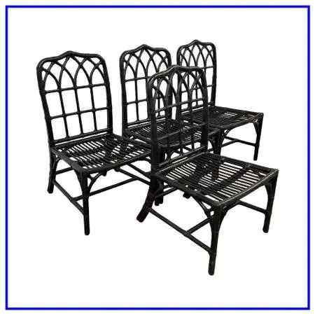Mcguire Organic Modern Rattan Cathedral Dining Chairs, Set Of Four