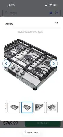 New LG 30” gas cooktop 5 burner stainless