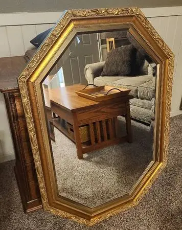 Vintage Windsor Art Gold Framed Beveled Wall Mirror