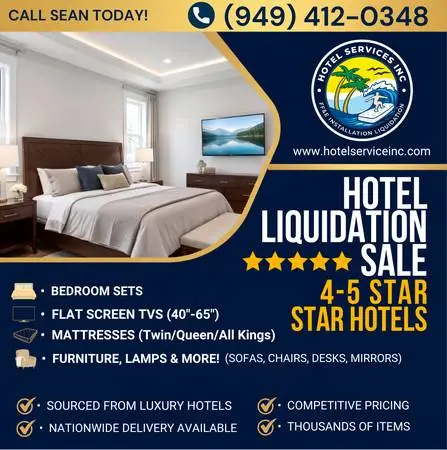 LIQUIDATION SALE: Luxury Hotel Furniture