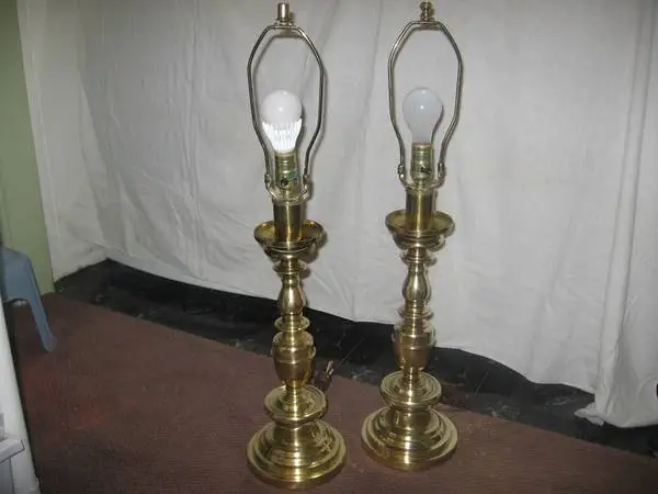 Two Matching Vintage Solid Brass Lamps