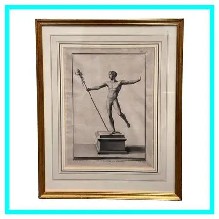 Carlo Nolli For Nicola Vanni ancient Roman Statue Etching, Framed