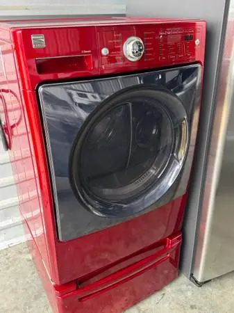 Front load kenmore elites steam dryer electric large with pedestal
