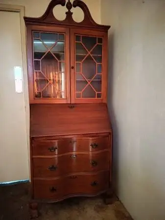 Vintage China Cabinet Hutch With Secretary Desk