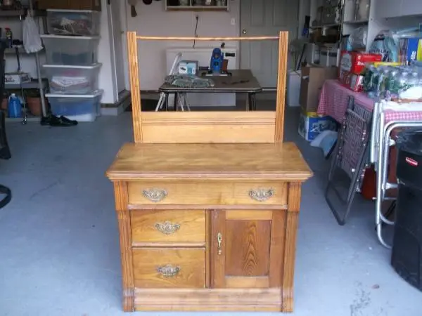 Victorian Oak Wash Stand /Cabinet/ with Towel Bar