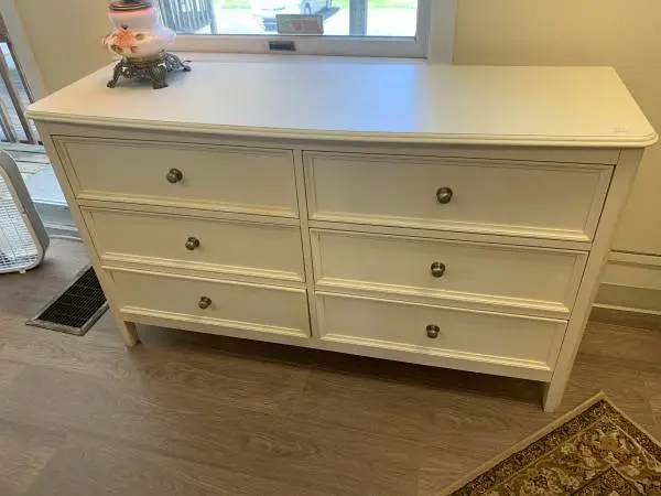 PENDING - Cream White Low 6-Drawer 56 Dresser