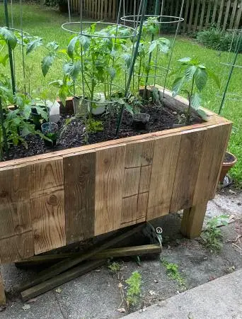 Elevated Vegetable Flower Garden Planter from Reclaimed Wood