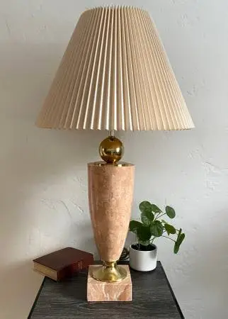Vintage Marble and Brass Table Lamp