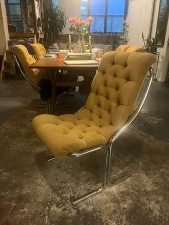 Vintage chrome & upholstered chairs