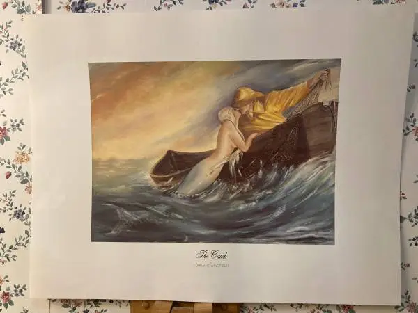 “THE CATCH” LITHOGRAPH PRINT BY LORRAINE WINGFIELD 22”x17” NEW