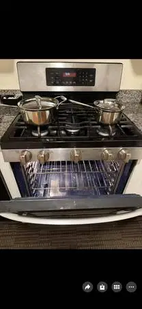 Lg stainless steel gas stove & Frigidaire refrigerator