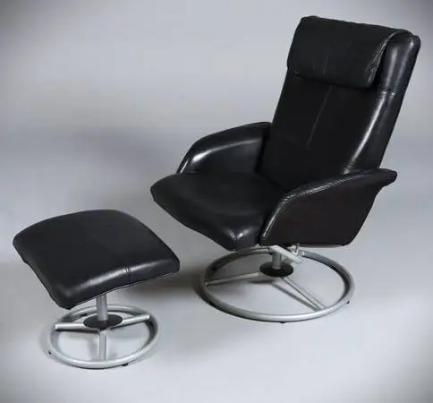 Vintage IKEA Leather Recliners, Ottoman