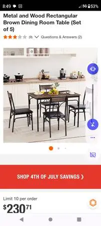 Kitchen table and chairs
