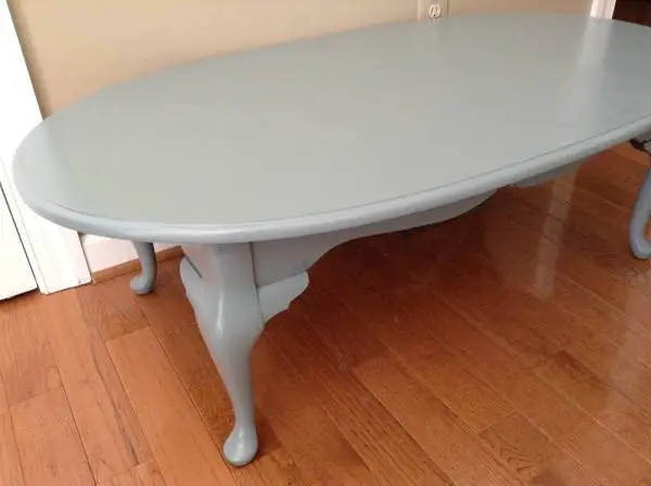 Oval Grey-Blue Solid Wood Coffee Table