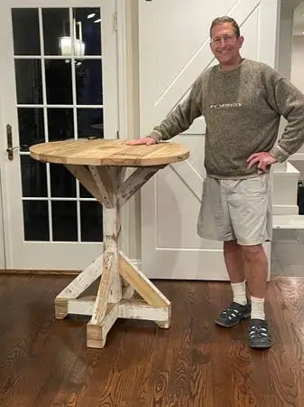 36” Round Pedestal Event Pub Bar Height Table from Reclaimed Wood
