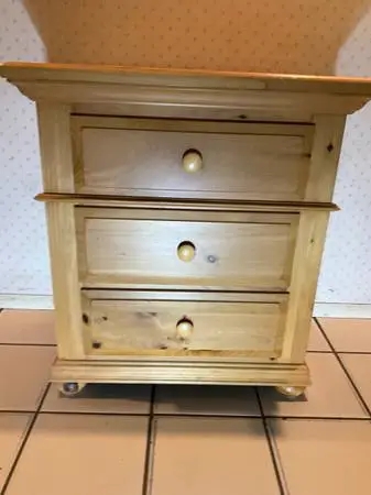 Solid pine, three drawer dresser