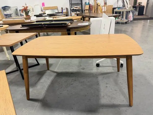 Mid-Century Modern Tapered 59 Dining Table Natural Finish Brand New