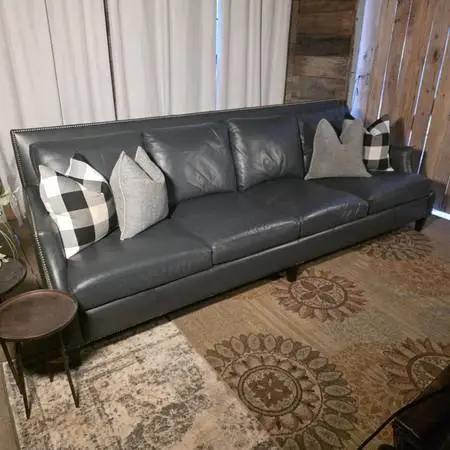 Bernhardt Dark Gray Leather Sofa 109