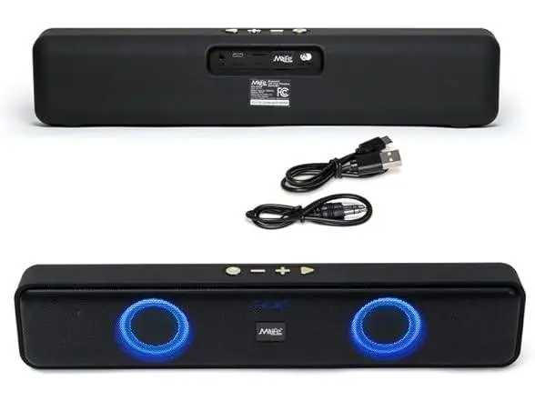 MiLife Portable Bluetooth Sound Bar Speaker with Multicolor LED Lights