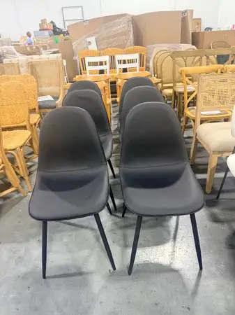 Copley Faux Leather Midnight Black Barrel Dining Chairs (Set Of 6)