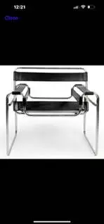 CHAIR, 100% COWHIDE LEATHER, FAMOUS KNOLL Design Marcel Breuer, NEW