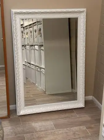 Ornate White Framed Wall Mirror
