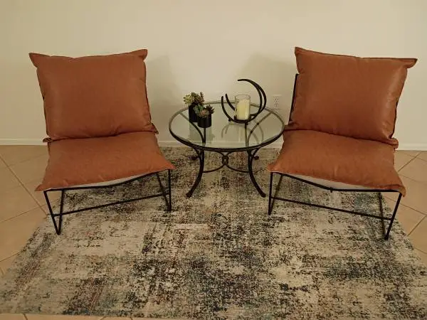 Brown Faux Leather Slipper Chairs