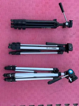 Three camera/camcorder tripods